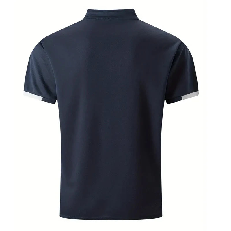 Men Clothes Spring Summer Casual Fashion Short Sleeve Stand Collar Polo Shirt Logo Print Men Clothes Slim Fit Polo Shirt