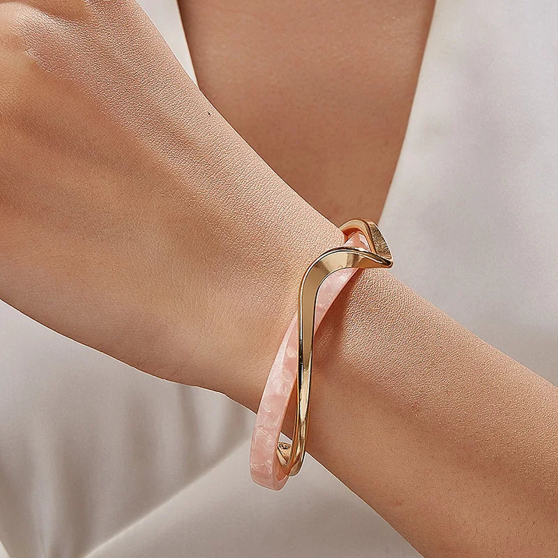 White Acrylic Bracelets Board Bend Metal Bangles Womens Hand Bracelets Geometric C- shaped Opening Bracelets Jewelry Gifts