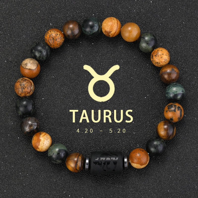 12 Zodiac Signs Bracelets Taurus Gemini Cancer Virgo Pisces Bracelets Ladies Men Couple Friendship Jewelry Gift Bracelets