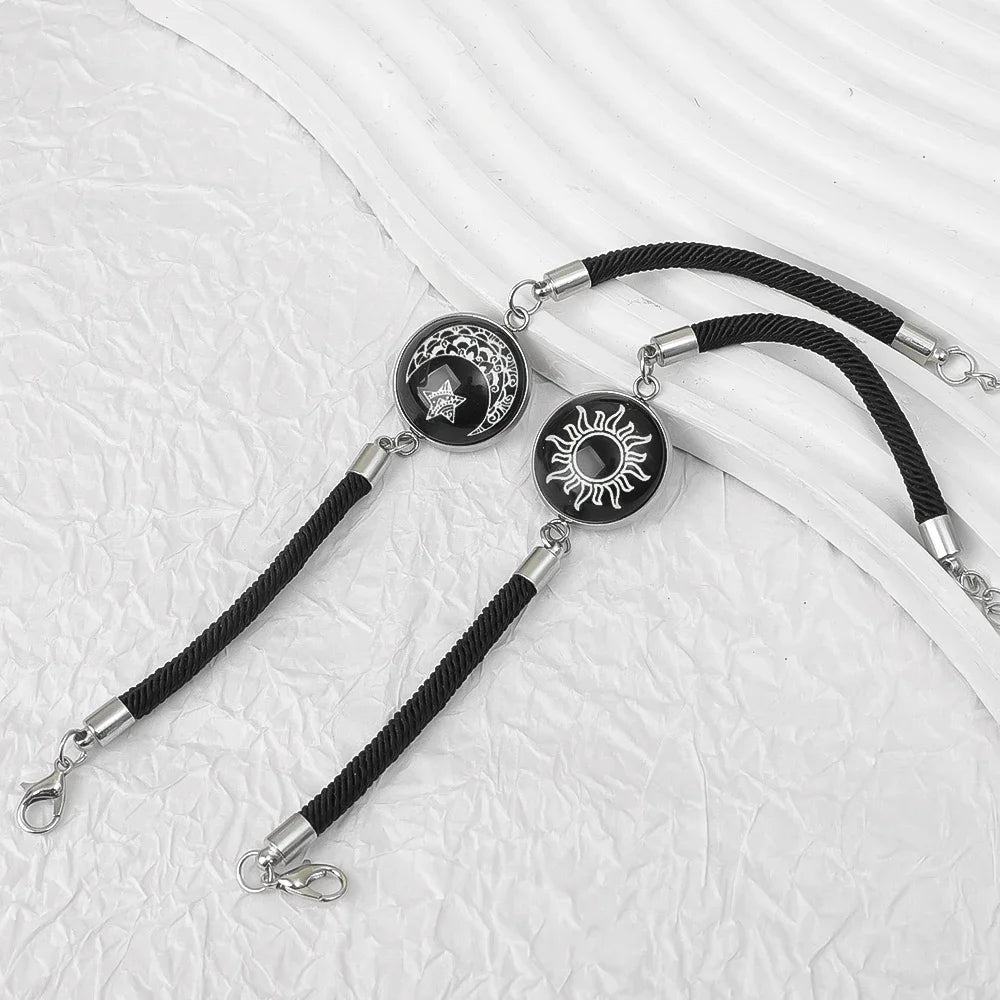 Sun Moon Braided Bracelets Women Men Black Adjustable Couple Bracelets Elegant Comfortable Bracelets Fashion Jewelry Accessories