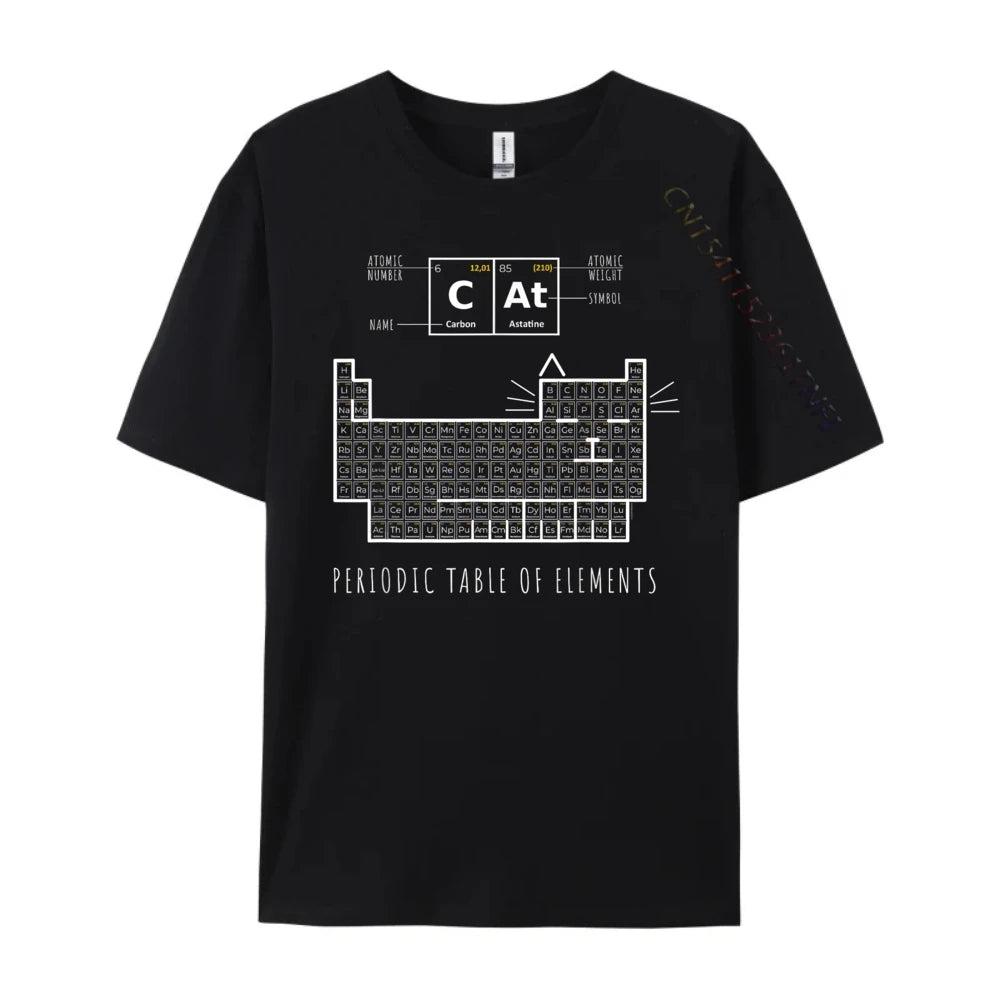 The Chemistry Cat Periodic Table Of Elements Men Clothes Printed T-Shirt Father's Day