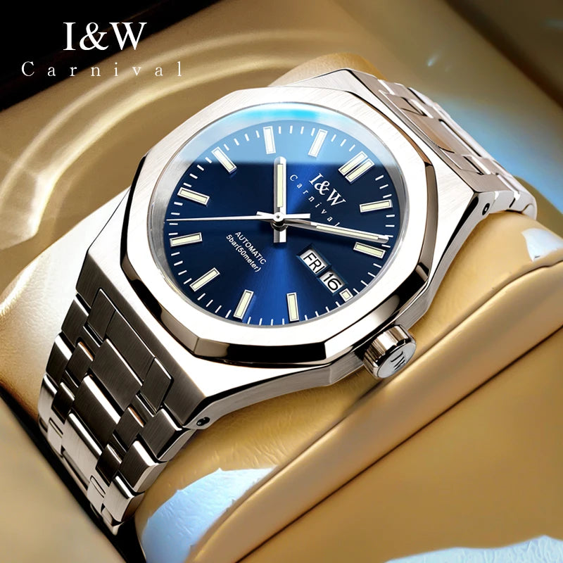 SEIKO NH36A Mechanical Watches for Man Luxury Brand IW CARNIVAL Watch Automatic Sapphire Luminous 5bar Waterproof Montres Hommes