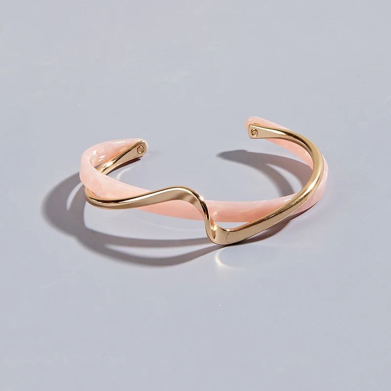 White Acrylic Bracelets Board Bend Metal Bangles Womens Hand Bracelets Geometric C- shaped Opening Bracelets Jewelry Gifts