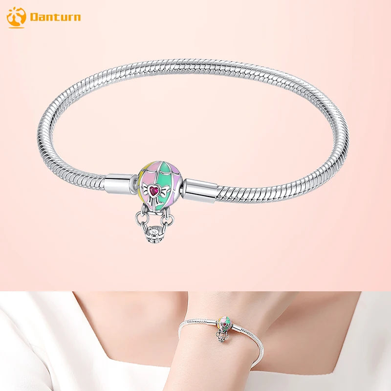 Danturn 925 Sterling Silver Bracelets Surfing, Waves and fish, Dream nets Bracelets Women Bracelets Fashion Charm Bracelets