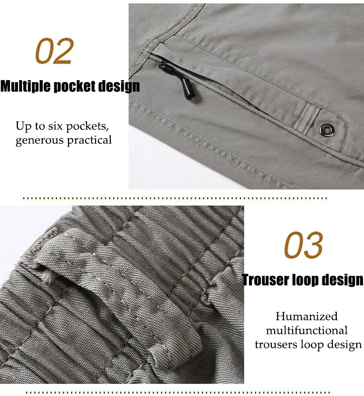 IPPOLICH Men's Pants Sweatpant Leisure Breathable Pants Pockets Wide Leg Cotton Black Cargo Pants Classic Man Casual Cargo Pants