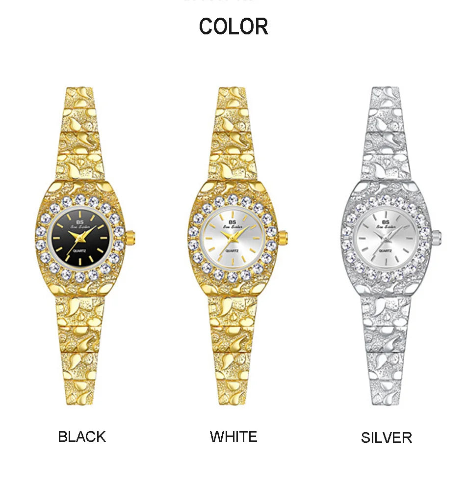 Luxury Diamond Women's Watches High Quality Golden Bracelet Fashion Quartz Wristwatch Ladies Watch Dress Gifts montres femmes