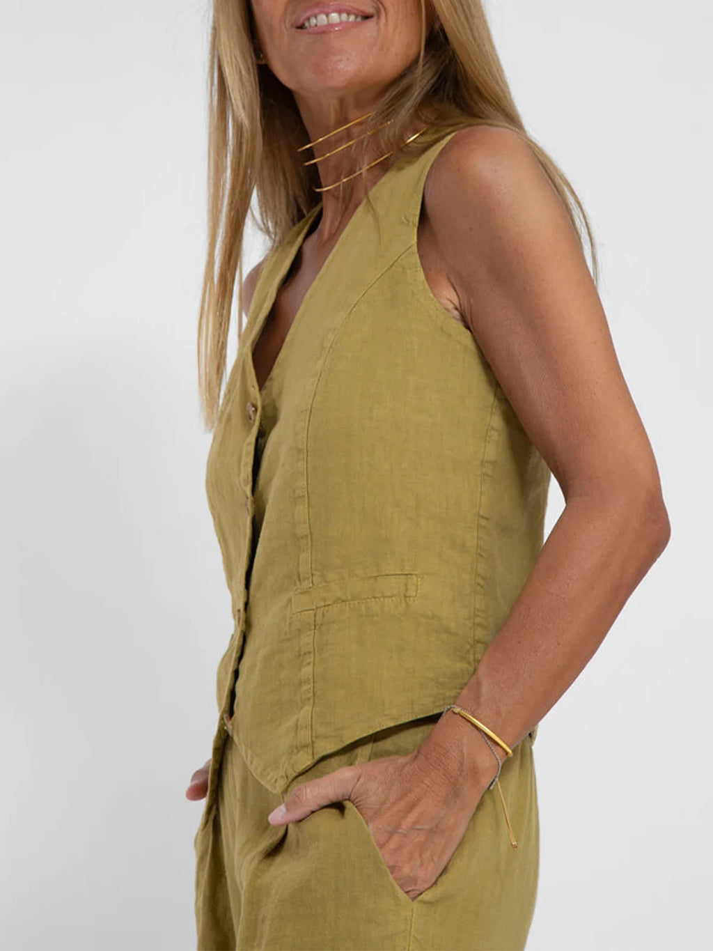 Women's Clothing 2024 Spring Summer New Fashionable Vest Pants Collage Splicing Pure Sleeveless Color Temperament Casual Suit