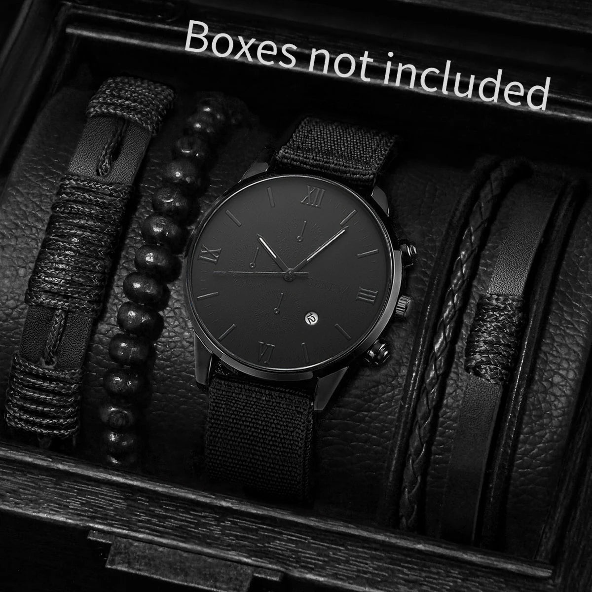 4/5PCS Fashion Men Watches Casual Male's Quartz Watch Bracelets Set Relogio Masculino Reloj Hombre（Without Box）