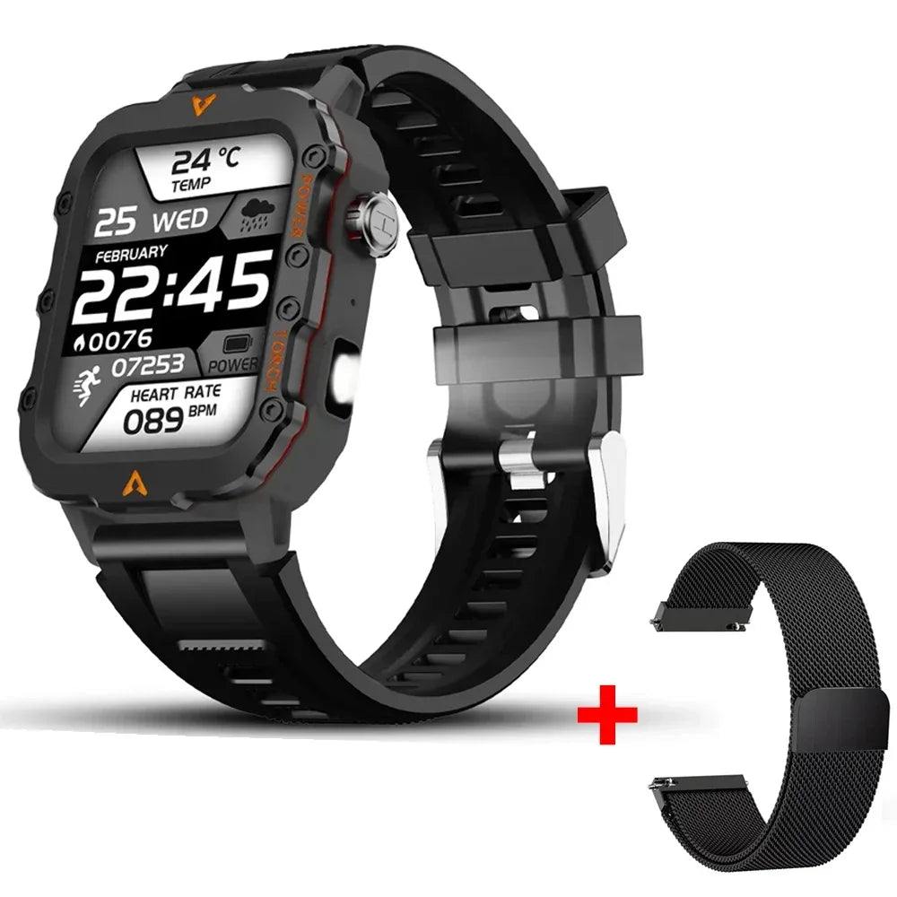 2024 Military Montres Hommes Smartwatch LED Outdoor Sports Watches For Men Women 1.73inch Bluetooth reloj hombre Smart Watch