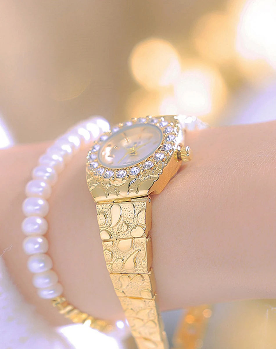 Luxury Diamond Women's Watches High Quality Golden Bracelet Fashion Quartz Wristwatch Ladies Watch Dress Gifts montres femmes