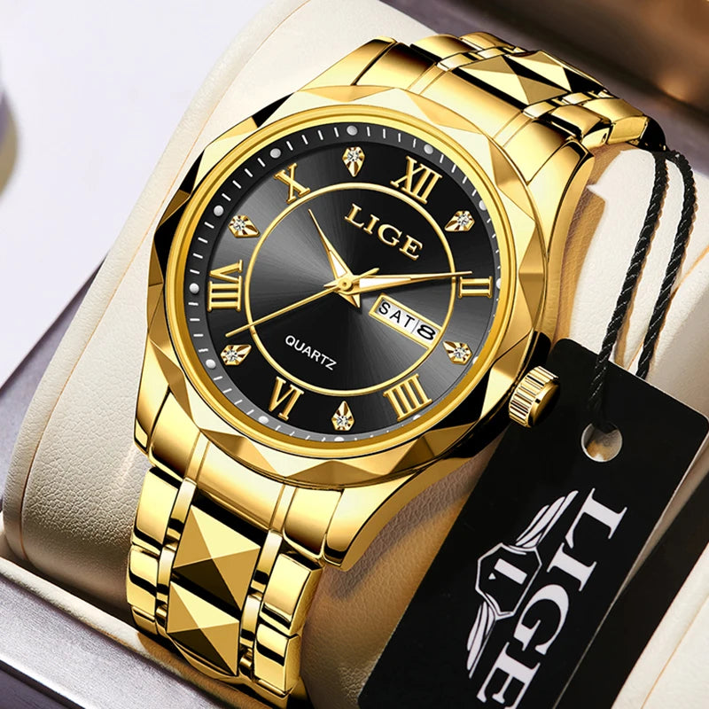 LIGE Casual Sport Watch Ladies Top Luxury All Steel Waterproof Quartz Watches For Women Fashion Gold Watch Women Montres Femmes