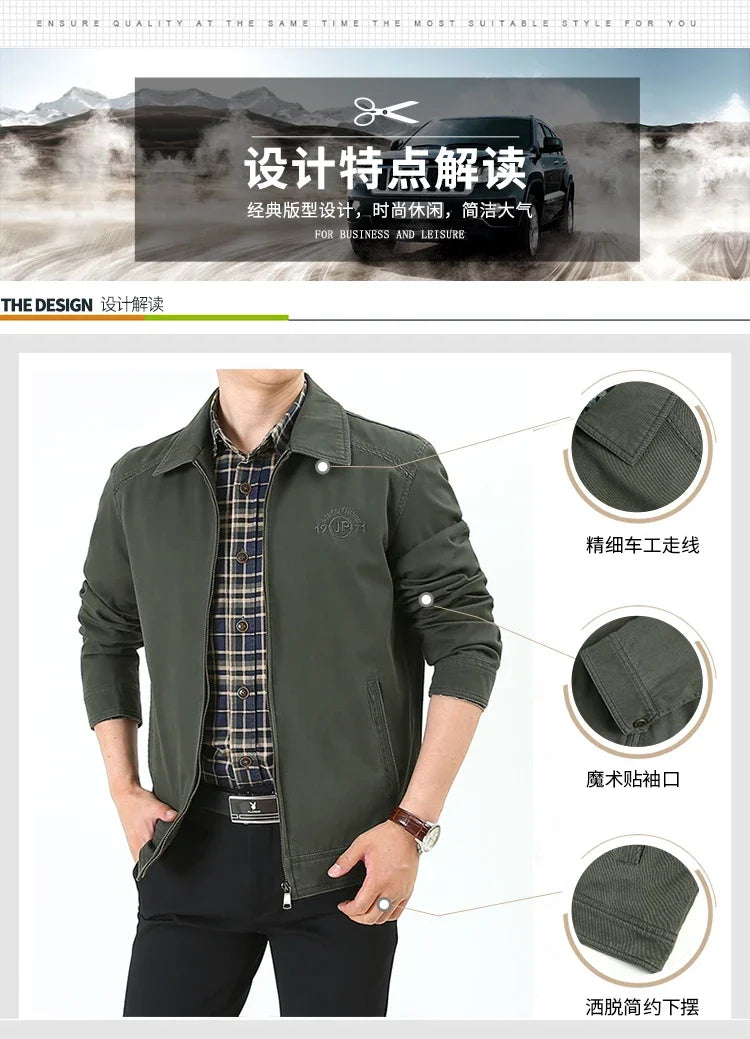 Men's High Quality Jacket Washed Pure Cotton Jacket Workwear Men's Coat Loose Business Men's Clothing Outdoor Men's Clothing