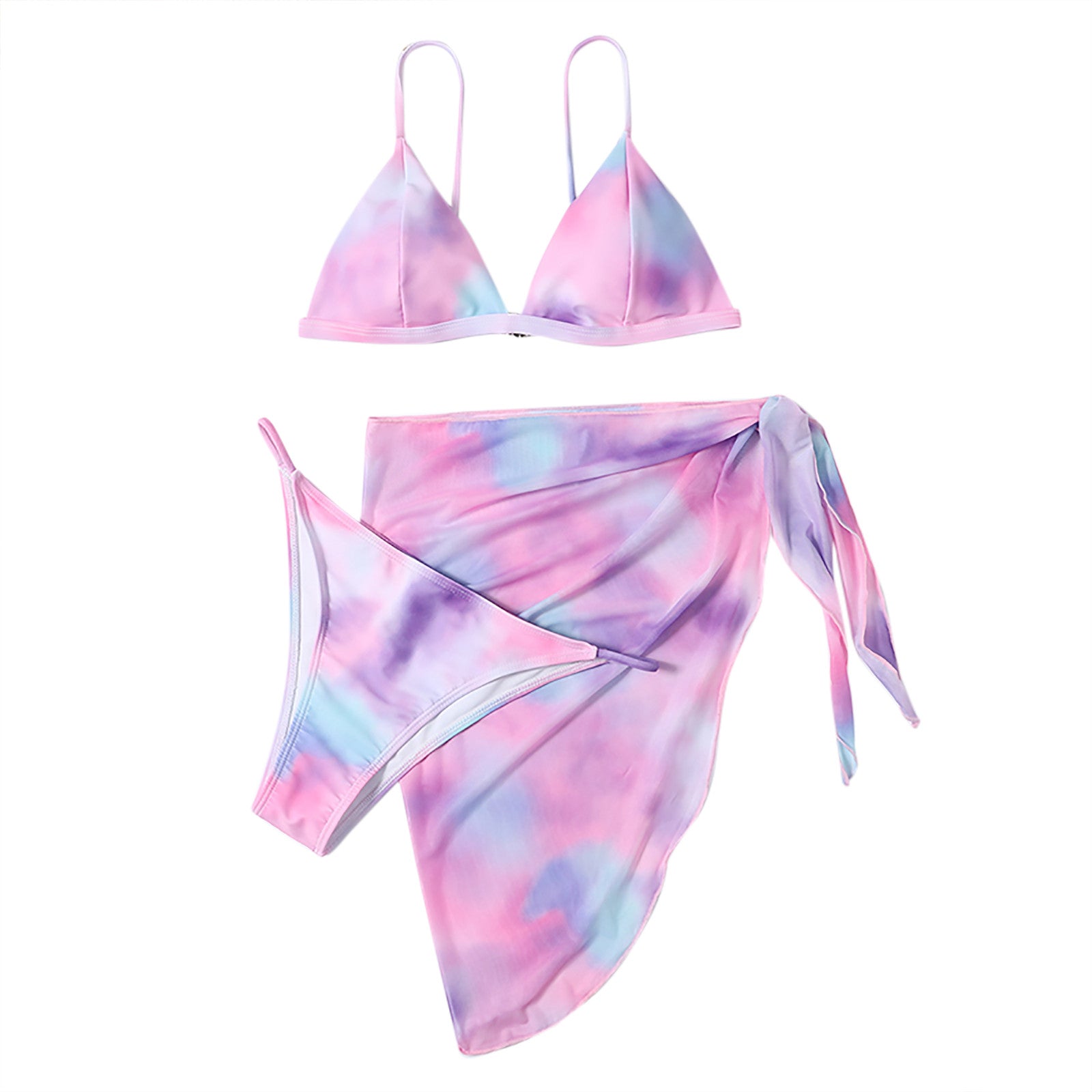 Women's Swimsuit 2023 Plus Size Bikinis Sets For Women Split High Waist Tie-dye Printed Three-piece Skirt Bikini Free Shipping