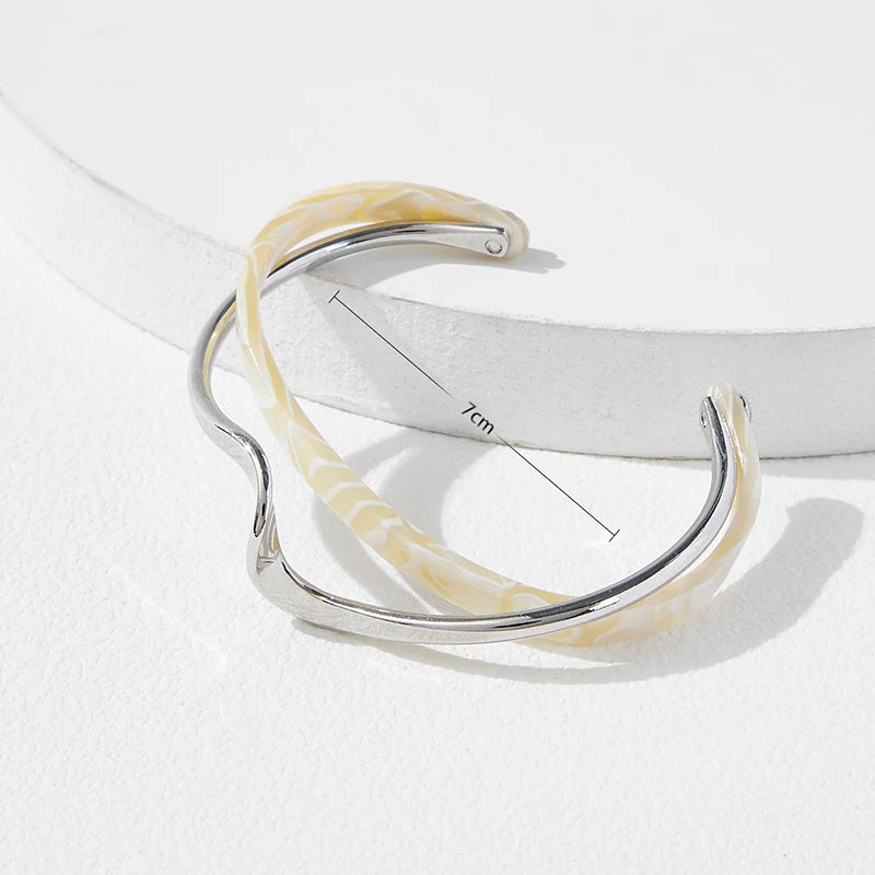 White Acrylic Bracelets Board Bend Metal Bangles Womens Hand Bracelets Geometric C- shaped Opening Bracelets Jewelry Gifts