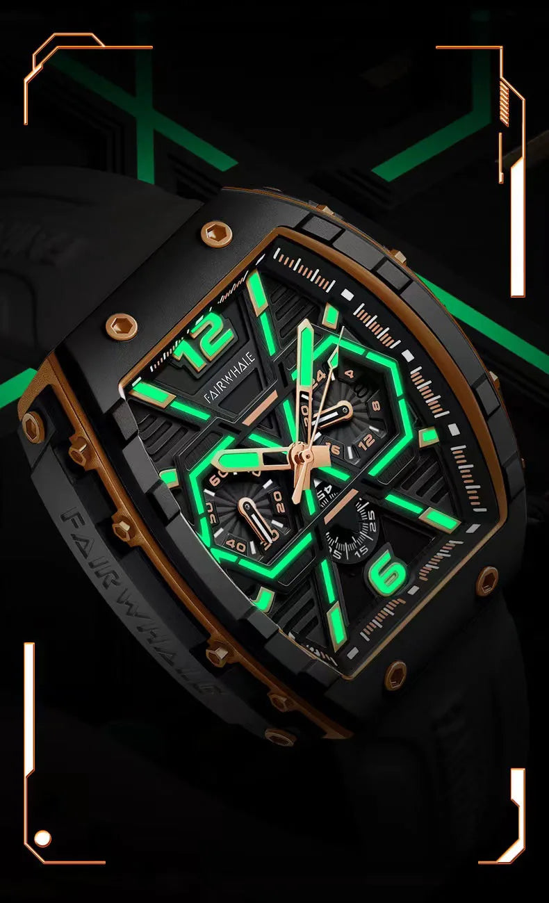 Mark Fairwhale 5560 Brand Luxury Mens Watch Wristwatch Clock Silicone Strap Chronograph Quartz Watches for Men montres hommes