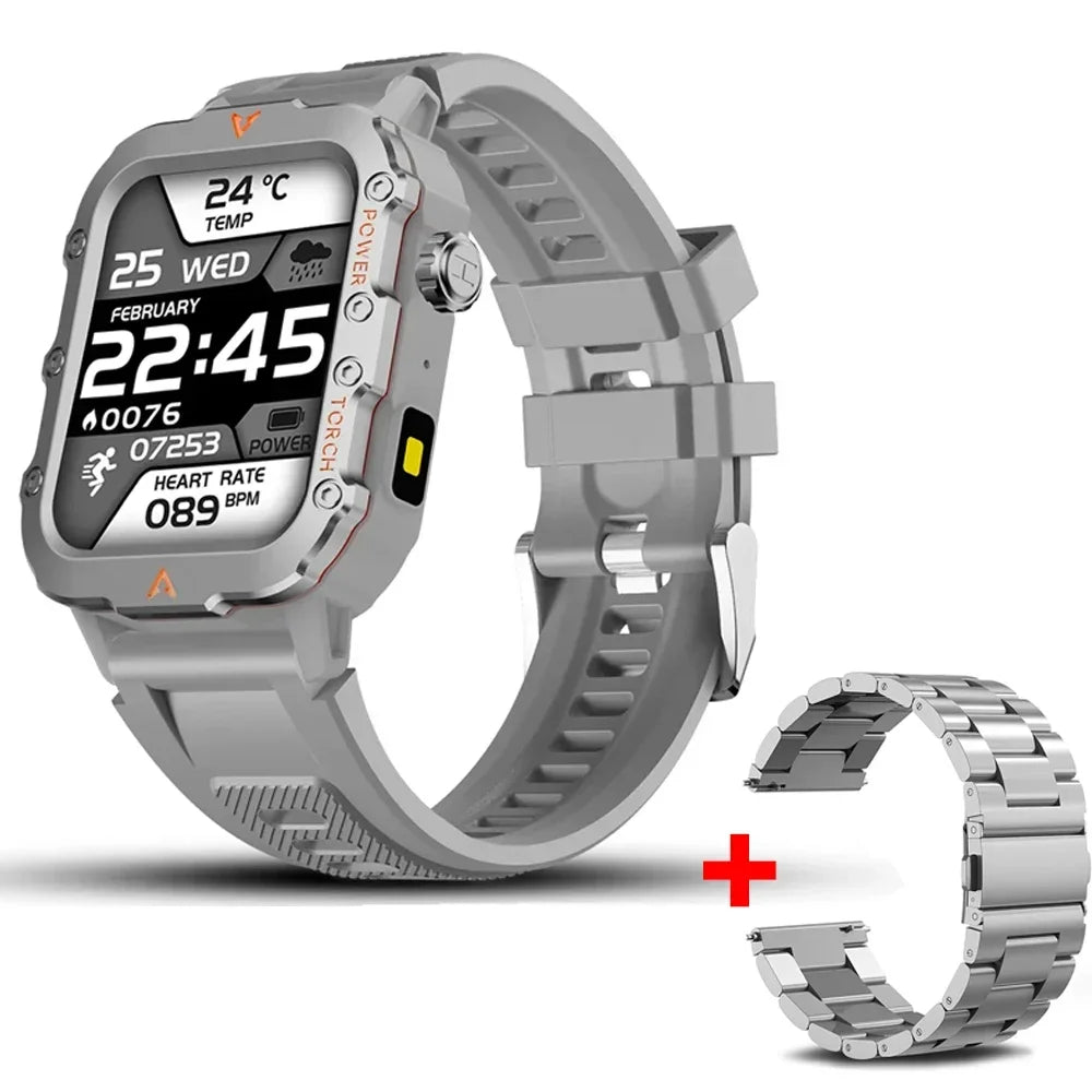 2024 Military Montres Hommes Smartwatch LED Outdoor Sports Watches For Men Women 1.73inch Bluetooth reloj hombre Smart Watch