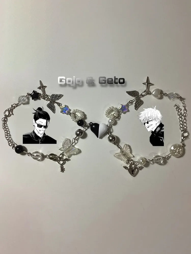 Gojo and Geto matching bracelets, couple bracelets, couple gifts,jujutsu kaisen, gojo geto, magnetic bracelets