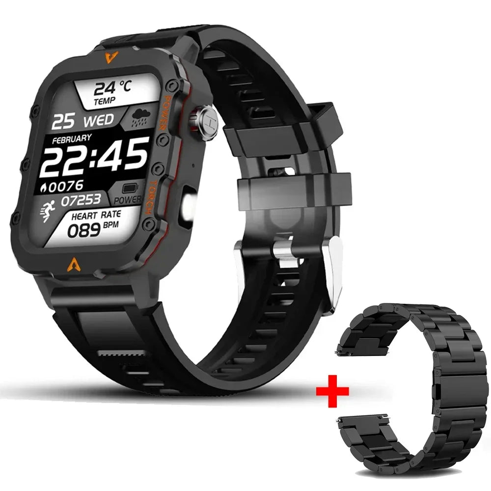 2024 Military Montres Hommes Smartwatch LED Outdoor Sports Watches For Men Women 1.73inch Bluetooth reloj hombre Smart Watch