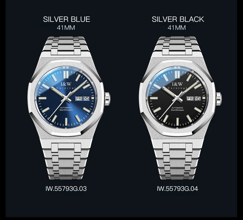 SEIKO NH36A Mechanical Watches for Man Luxury Brand IW CARNIVAL Watch Automatic Sapphire Luminous 5bar Waterproof Montres Hommes
