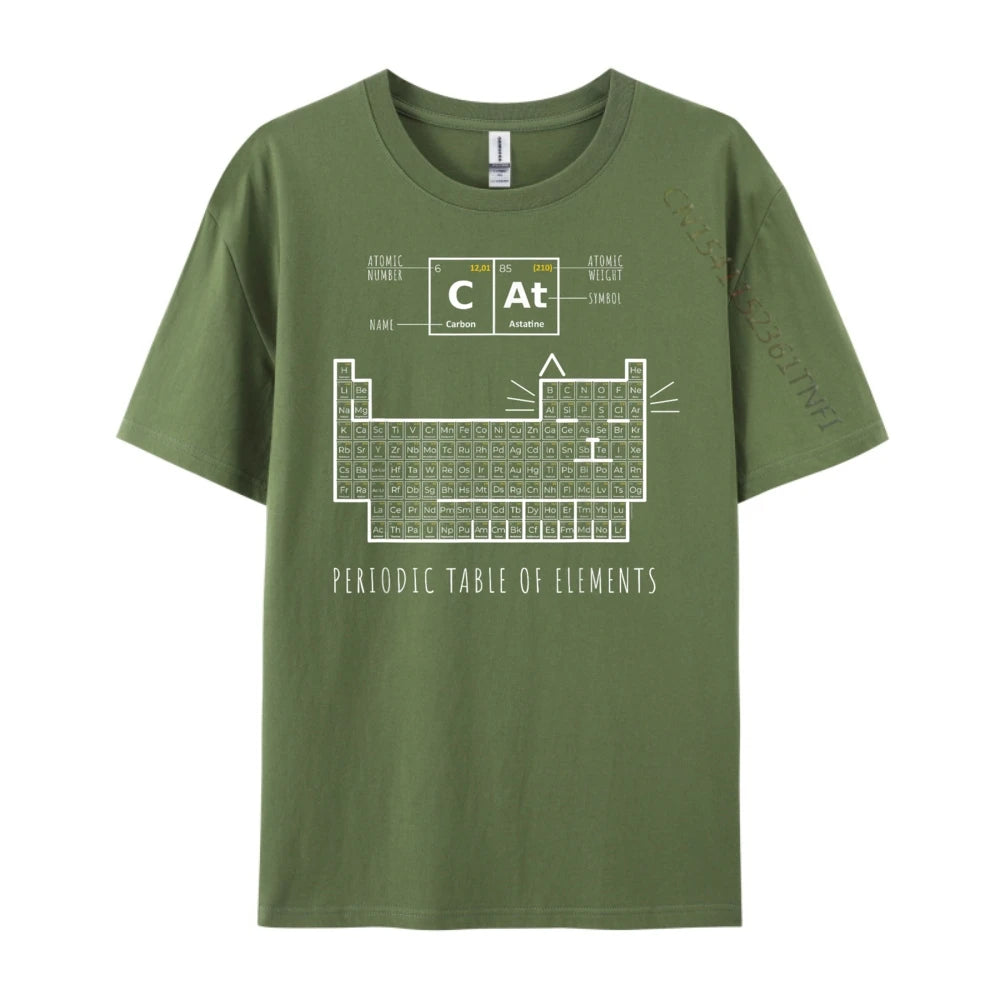 The Chemistry Cat Periodic Table Of Elements Men Clothes Printed T-Shirt Father's Day