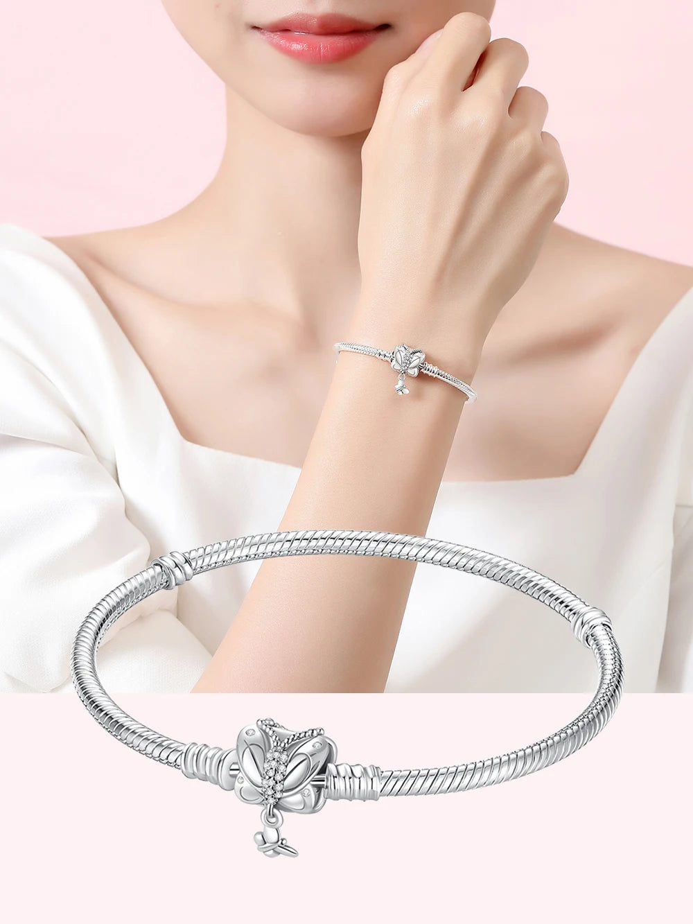 Danturn 925 Sterling Silver Bracelets Crown Butterfly Bus Sisterly Love Cherry Bracelets Women Bracelets Fashion Charm Bracelets