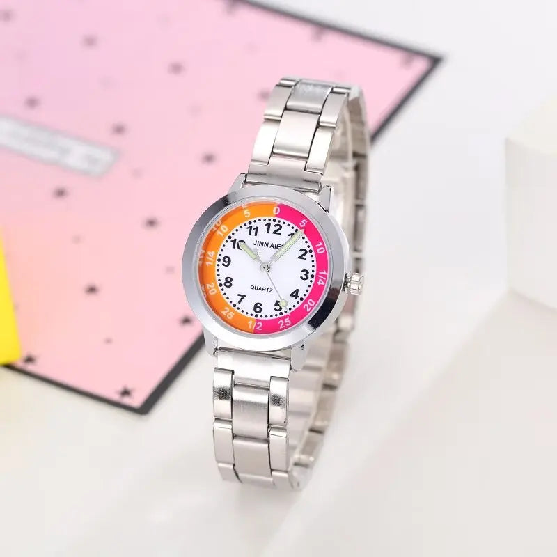 New Children's Boys Girls Watches Stainless Steel Students Quartz Adult Watch Birthday Gift Relojes Montres Kol Kaati