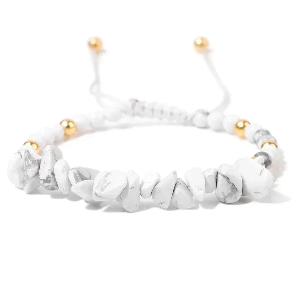 Hot Irregular Green Aventurines Gravel Bracelets Natural Stone Amethysts Bracelets Women Adjustable  Rope Braided Bracelets Gift