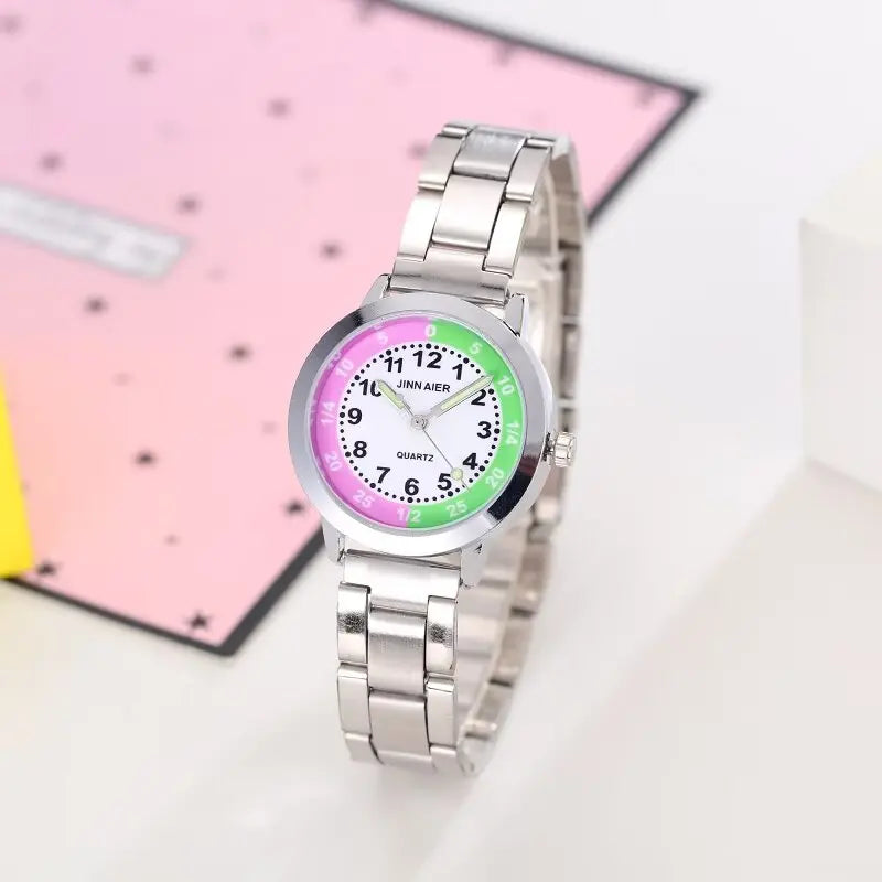 New Children's Boys Girls Watches Stainless Steel Students Quartz Adult Watch Birthday Gift Relojes Montres Kol Kaati