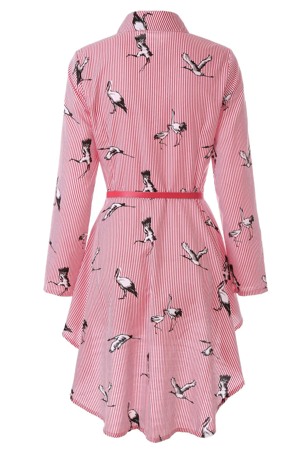 AliExpress European and American women's clothing popular long-sleeved women's clothing striped shirt dress single-breasted belt