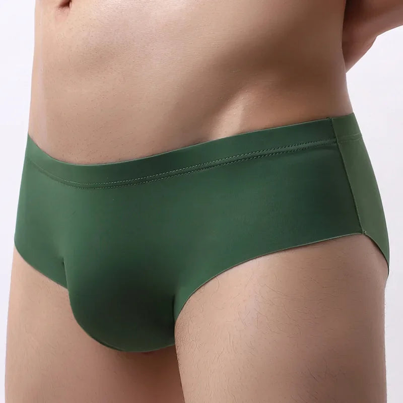 Men's Ice Silk Seamless Underwear Briefs Sexy U Convex Ultra-Thin Breathable Man Underpants Boxers