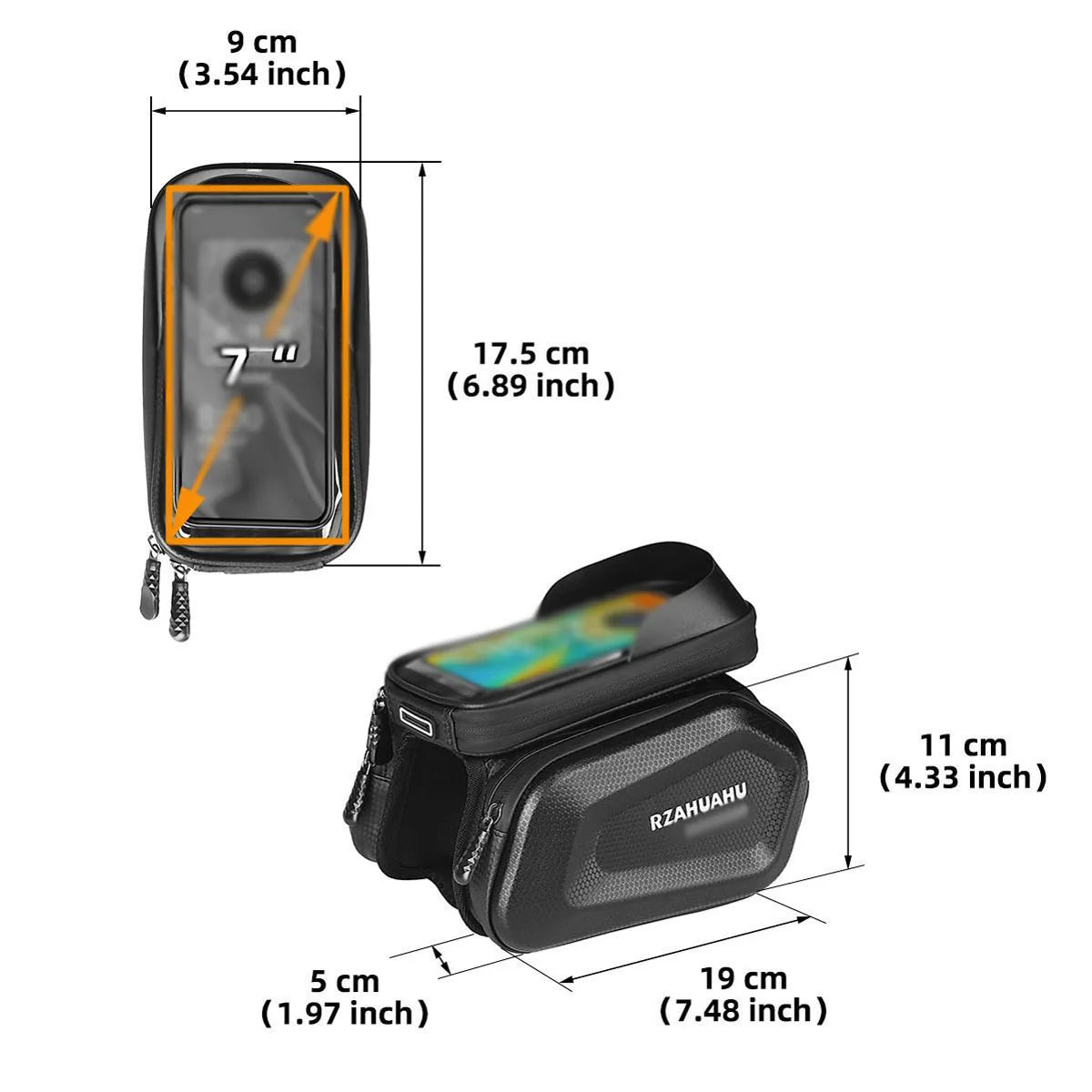 Bicycle bag, pipe bag, front beam bag, waterproof mountain bike front bag, mobile phone bag, hanging bag, saddle bag, riding bag