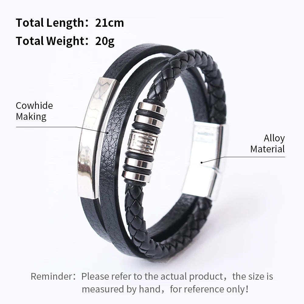 Trendy  Leather Bracelets For Men Multilayer Braided Rope Bracelets For Male Bracelets Jewelry Pulsera Hombre