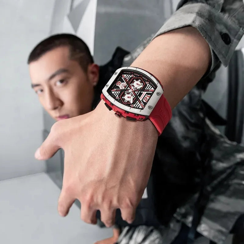Mark Fairwhale 5560 Brand Luxury Mens Watch Wristwatch Clock Silicone Strap Chronograph Quartz Watches for Men montres hommes