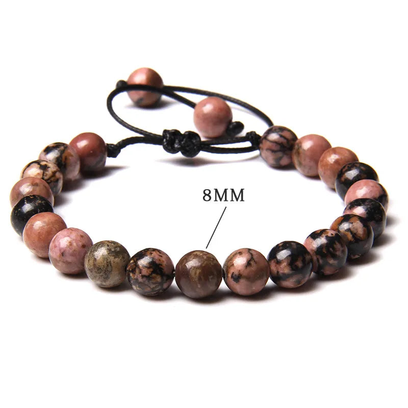 Garnets Stone Beads Bracelets Fashion Adjustable Braided Rope Bracelets Bangles Men Women Yoga Healing Balance Bracelets Jewelry