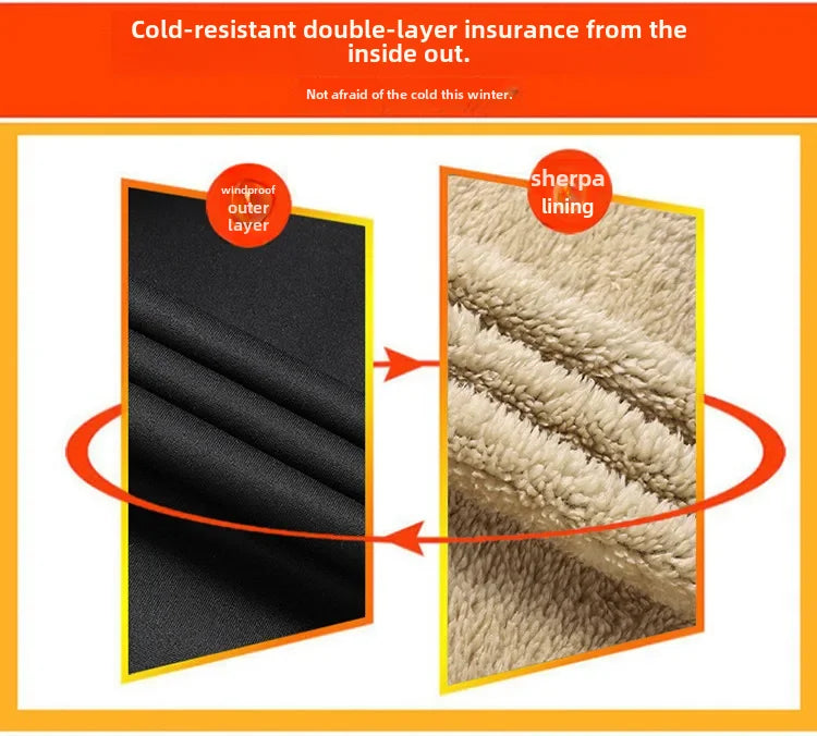 Thickened Fleece-lined Men's Jacket Casual Sport Suit Trendy Men's Clothing Pants