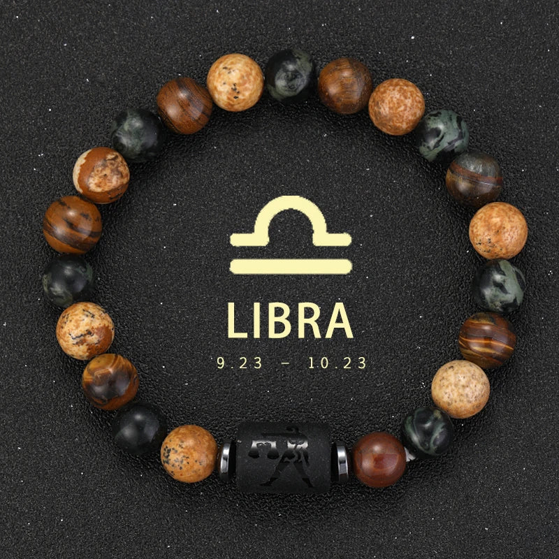 12 Zodiac Signs Bracelets Taurus Gemini Cancer Virgo Pisces Bracelets Ladies Men Couple Friendship Jewelry Gift Bracelets