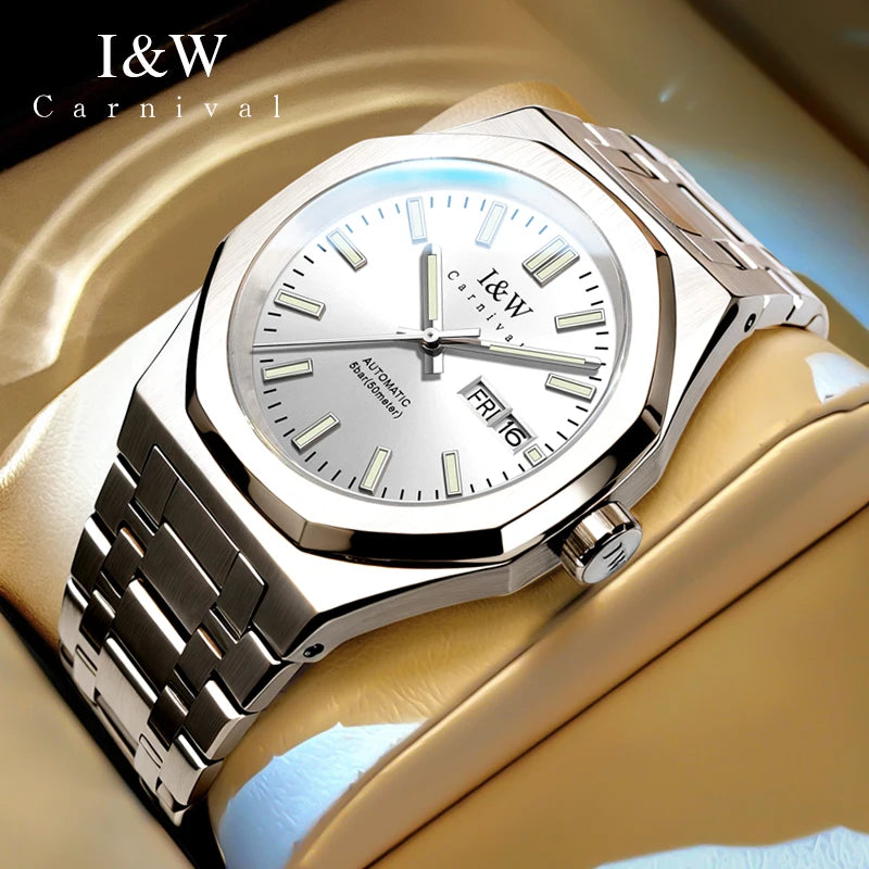 SEIKO NH36A Mechanical Watches for Man Luxury Brand IW CARNIVAL Watch Automatic Sapphire Luminous 5bar Waterproof Montres Hommes