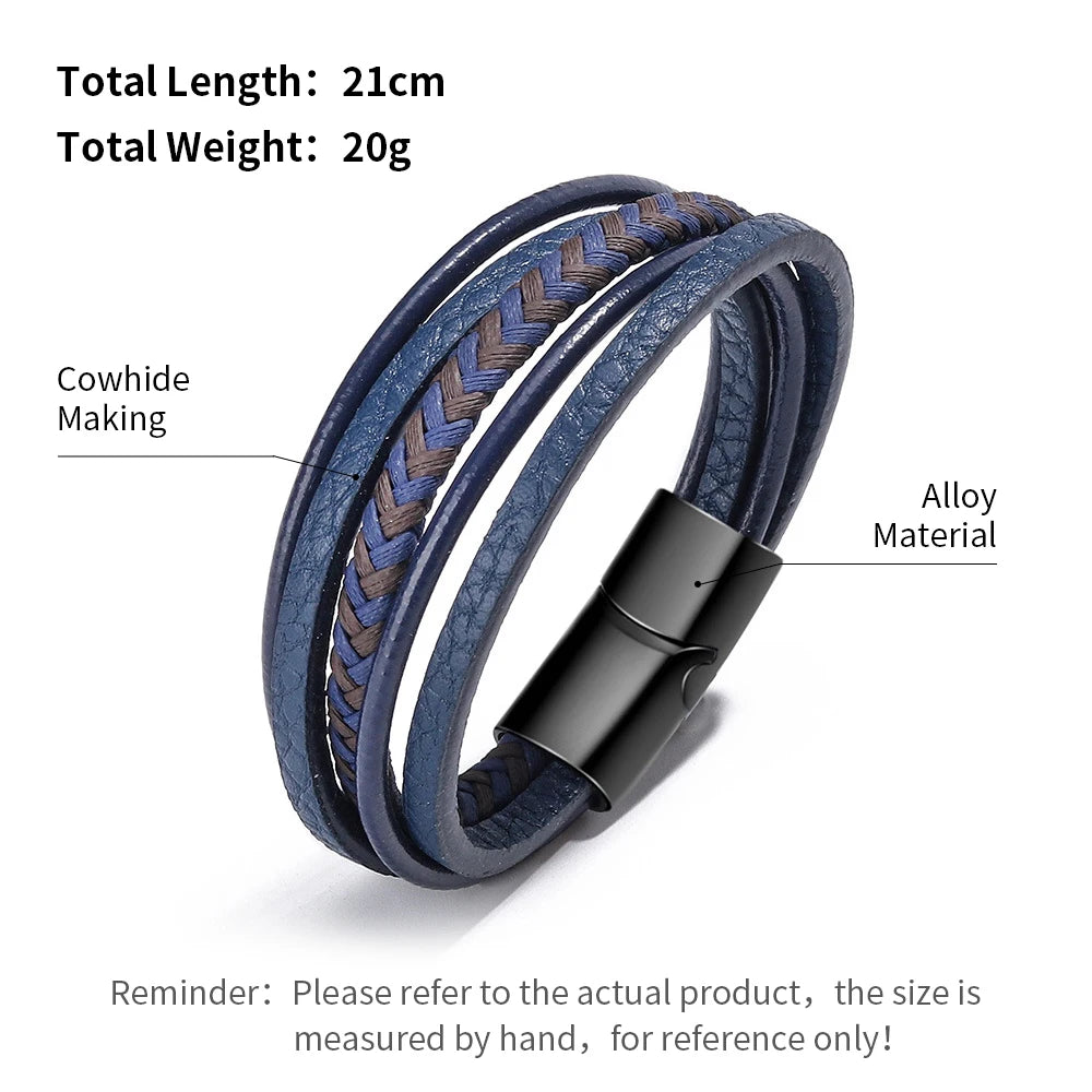 Trendy  Leather Bracelets For Men Multilayer Braided Rope Bracelets For Male Bracelets Jewelry Pulsera Hombre