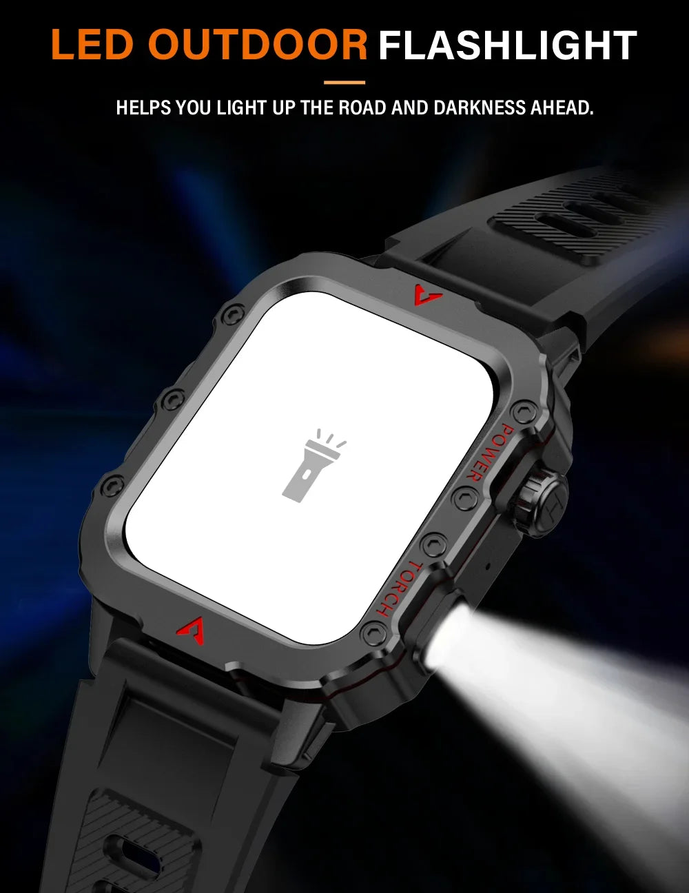 2024 Military Montres Hommes Smartwatch LED Outdoor Sports Watches For Men Women 1.73inch Bluetooth reloj hombre Smart Watch