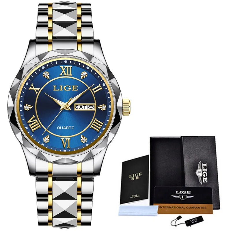 LIGE Casual Sport Watch Ladies Top Luxury All Steel Waterproof Quartz Watches For Women Fashion Gold Watch Women Montres Femmes