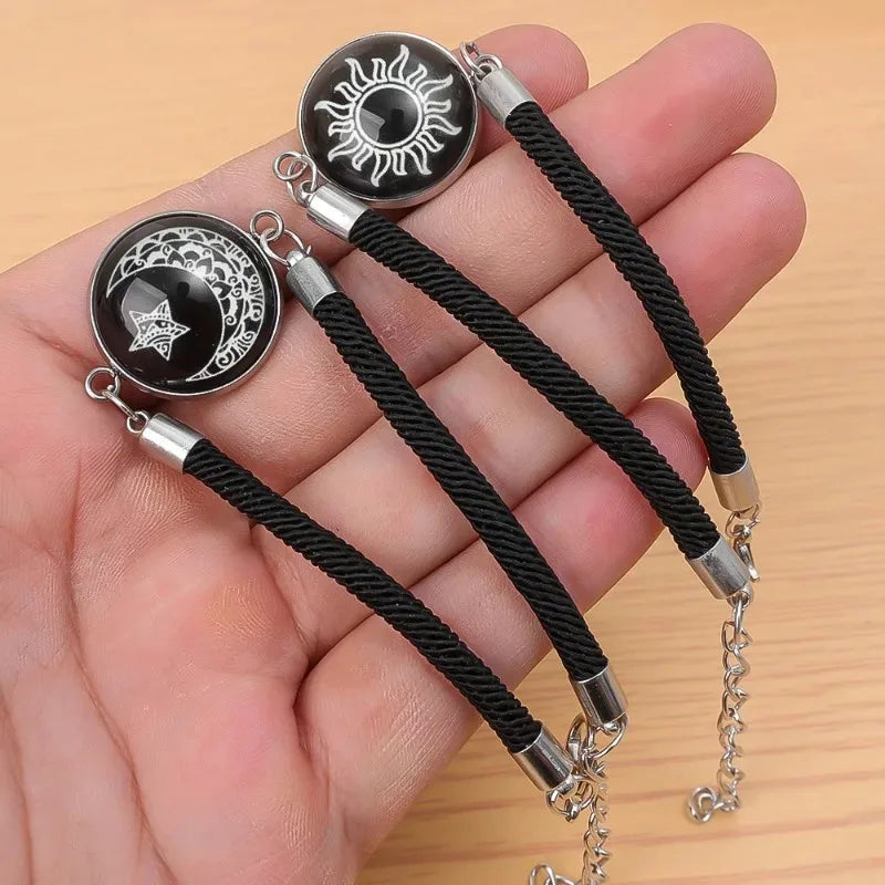 Sun Moon Braided Bracelets Women Men Black Adjustable Couple Bracelets Elegant Comfortable Bracelets Fashion Jewelry Accessories