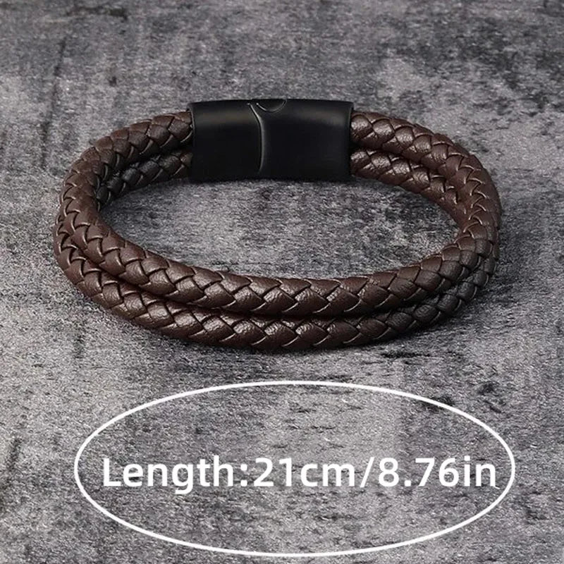 Trendy Leather Bracelets Men Stainless Steel Braided Rope Bracelets For Male Bracelets Jewelry