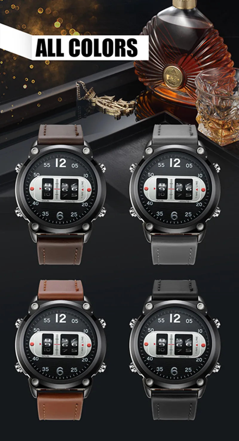 Big Brand Unique Designer Watches For Men Fashion Leather Band Simple Sports Date Quartz Watch Black Montres de Marque de Luxe
