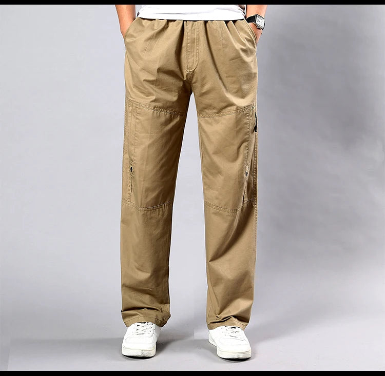 IPPOLICH Men's Pants Sweatpant Leisure Breathable Pants Pockets Wide Leg Cotton Black Cargo Pants Classic Man Casual Cargo Pants