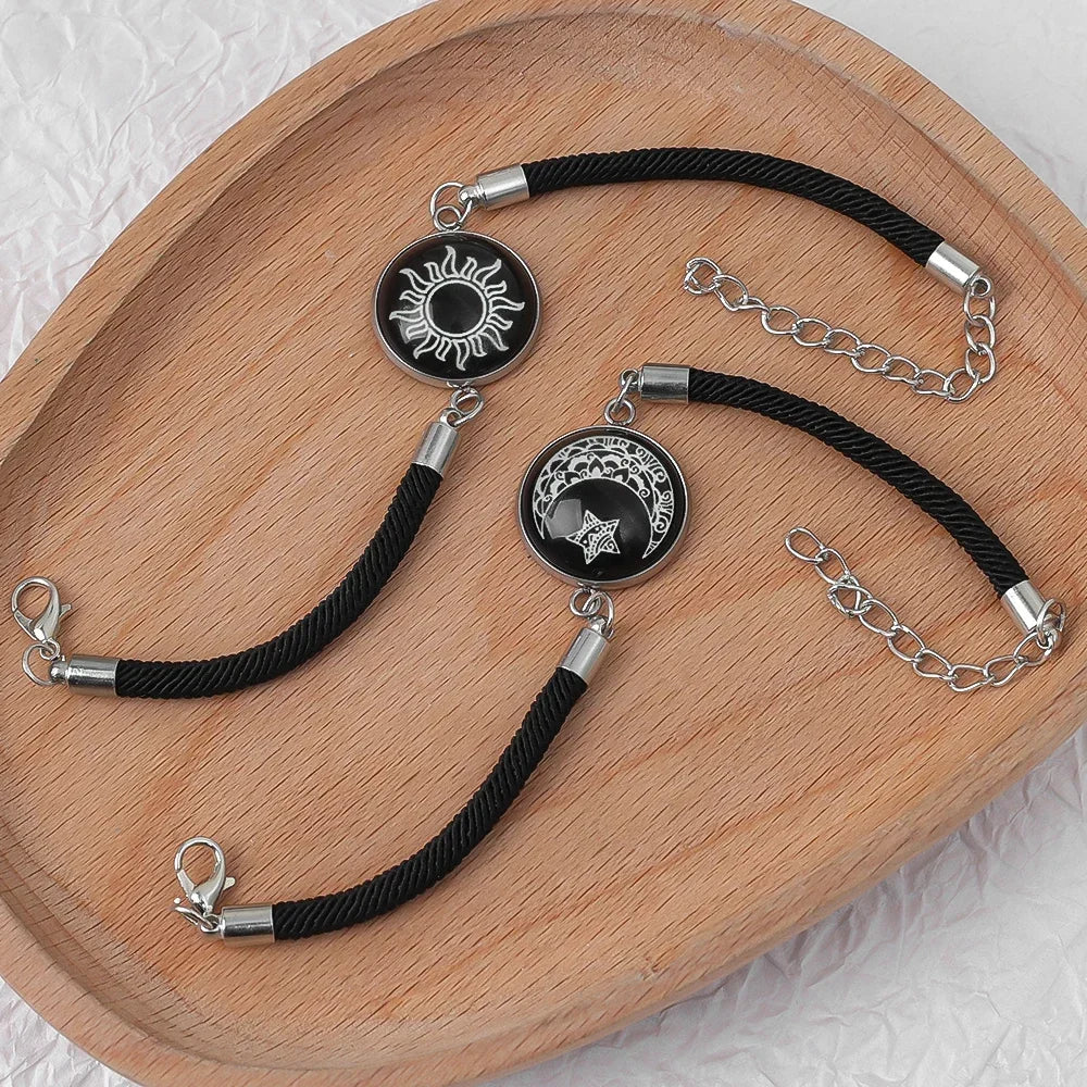 Sun Moon Braided Bracelets Women Men Black Adjustable Couple Bracelets Elegant Comfortable Bracelets Fashion Jewelry Accessories