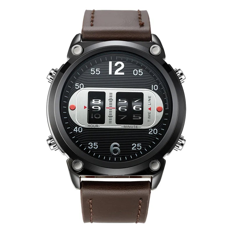 Big Brand Unique Designer Watches For Men Fashion Leather Band Simple Sports Date Quartz Watch Black Montres de Marque de Luxe