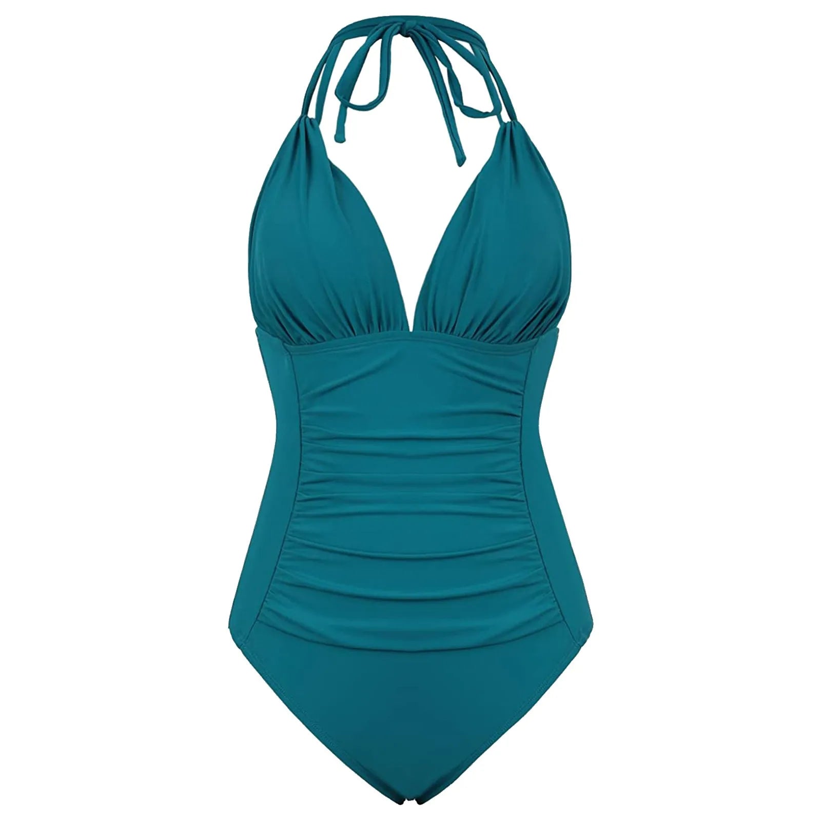 Bikinis Mujer Women's One-piece With Chest Pad Without Steel Bra Swimsuit Solid Color Swimsuit купальники женские