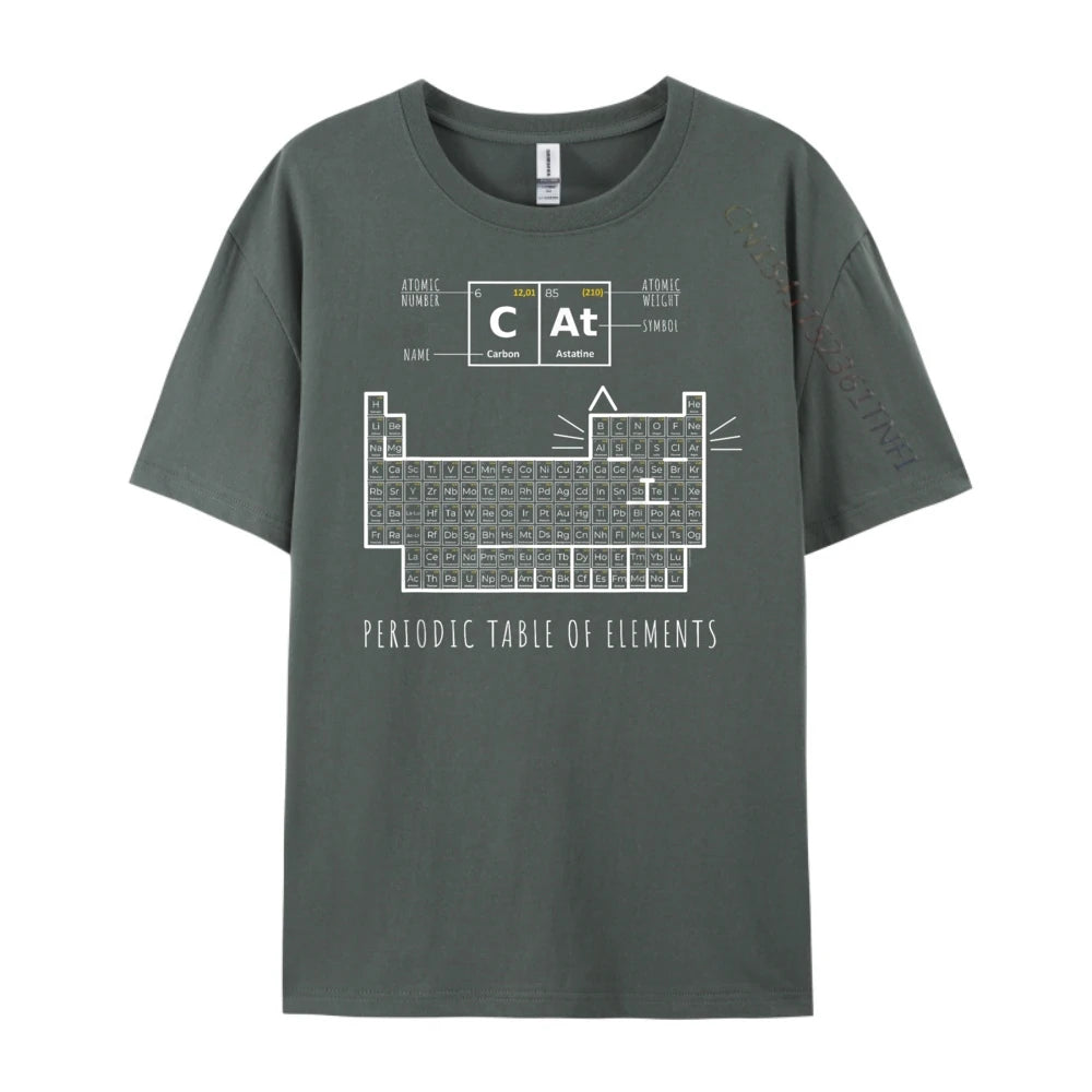 The Chemistry Cat Periodic Table Of Elements Men Clothes Printed T-Shirt Father's Day