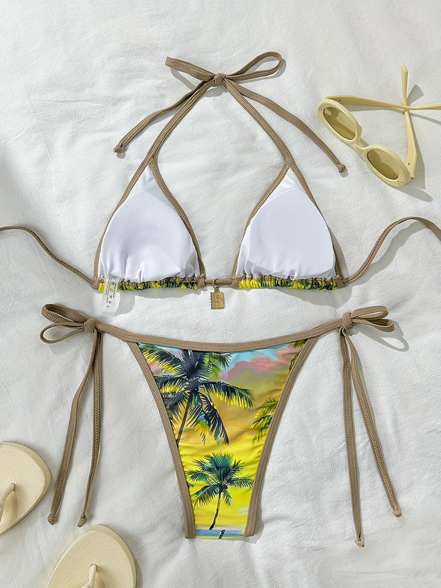 Bikinis 2025 Sexy Women Swimsuit Push Up Swimwear Print Bikini Set Micro Biquini Bathing Suit Swimming Suit Beachwear Female