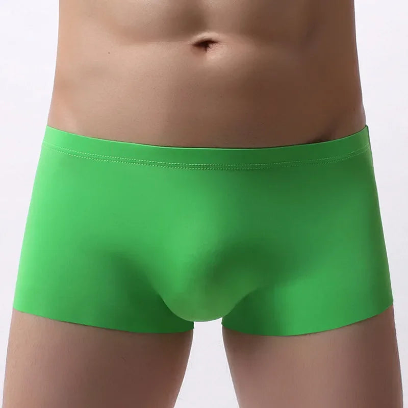 Men's Ice Silk Seamless Underwear Briefs Sexy U Convex Ultra-Thin Breathable Man Underpants Boxers